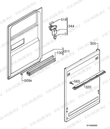 Взрыв-схема посудомоечной машины Electrolux ESI44032B - Схема узла Door 003